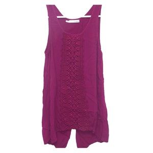 plum tank top with lace details